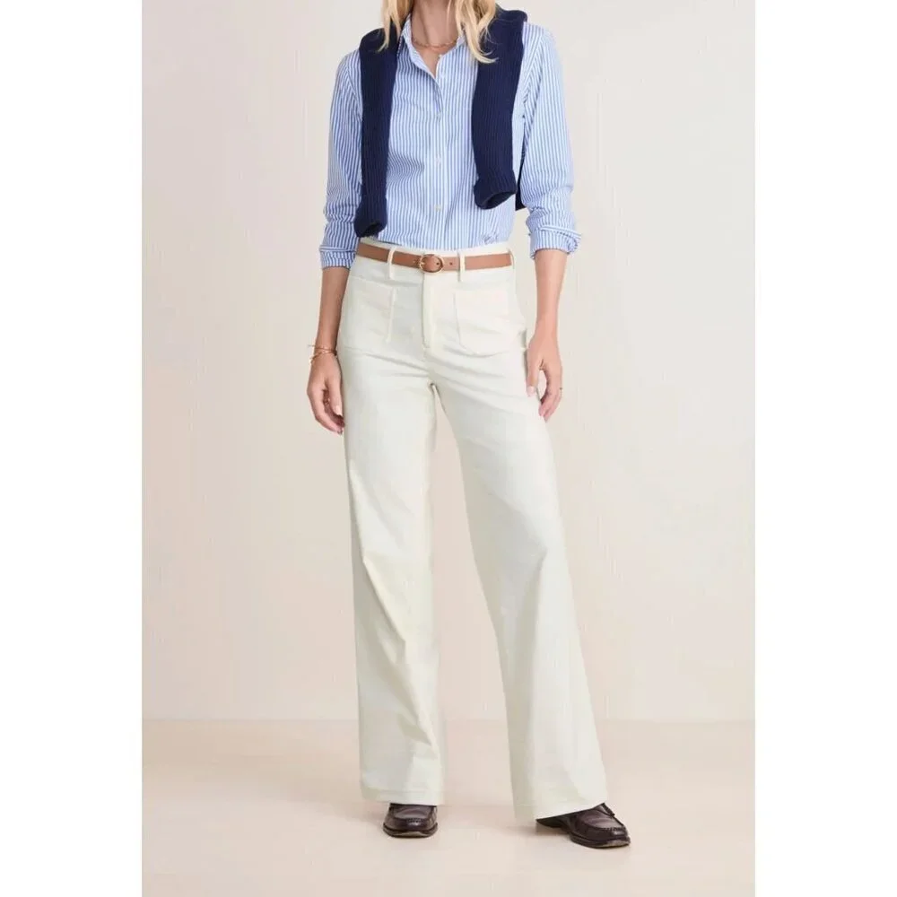 Vineyard Vines NWT High Waist Wide Leg Corduroy Pants in Stone Size 33